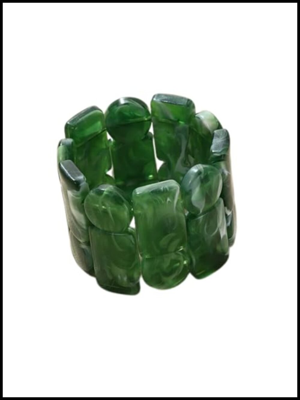 Acrylic Resin Wide Block Stretch Bracelet Elastic